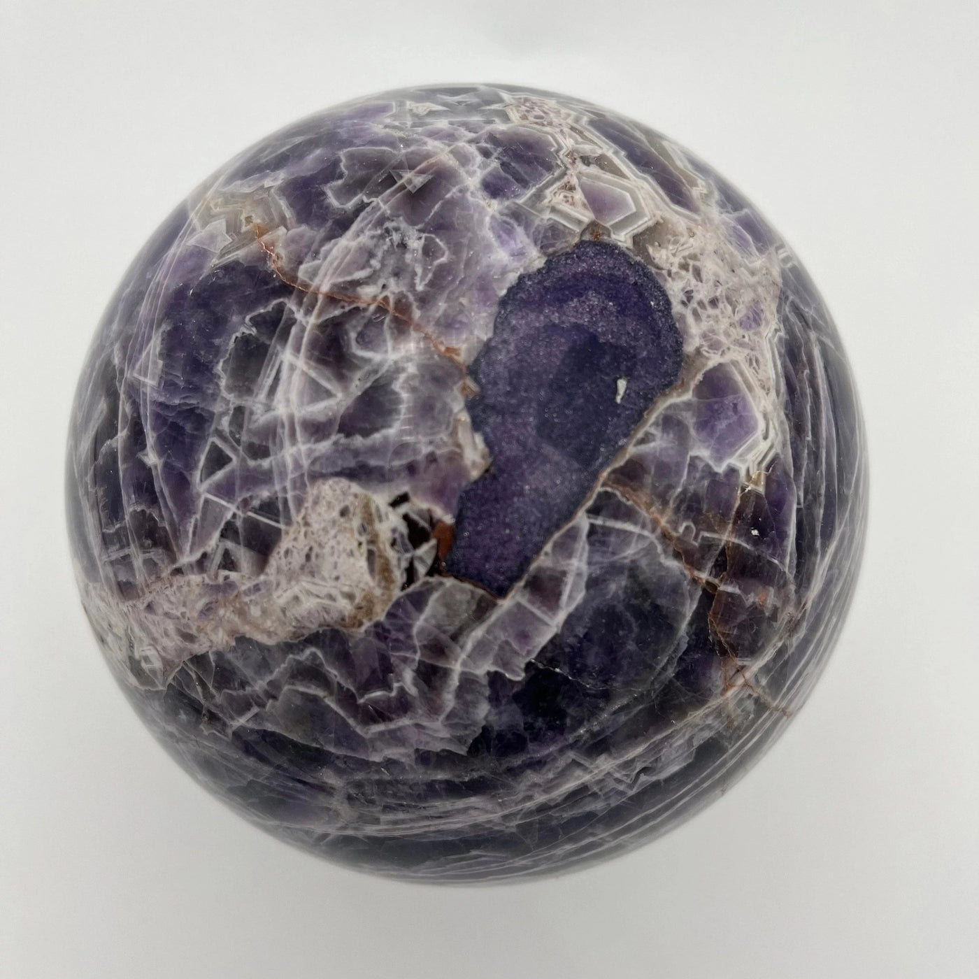 Chevron Amethyst Crystal Ball Sphere from another angle