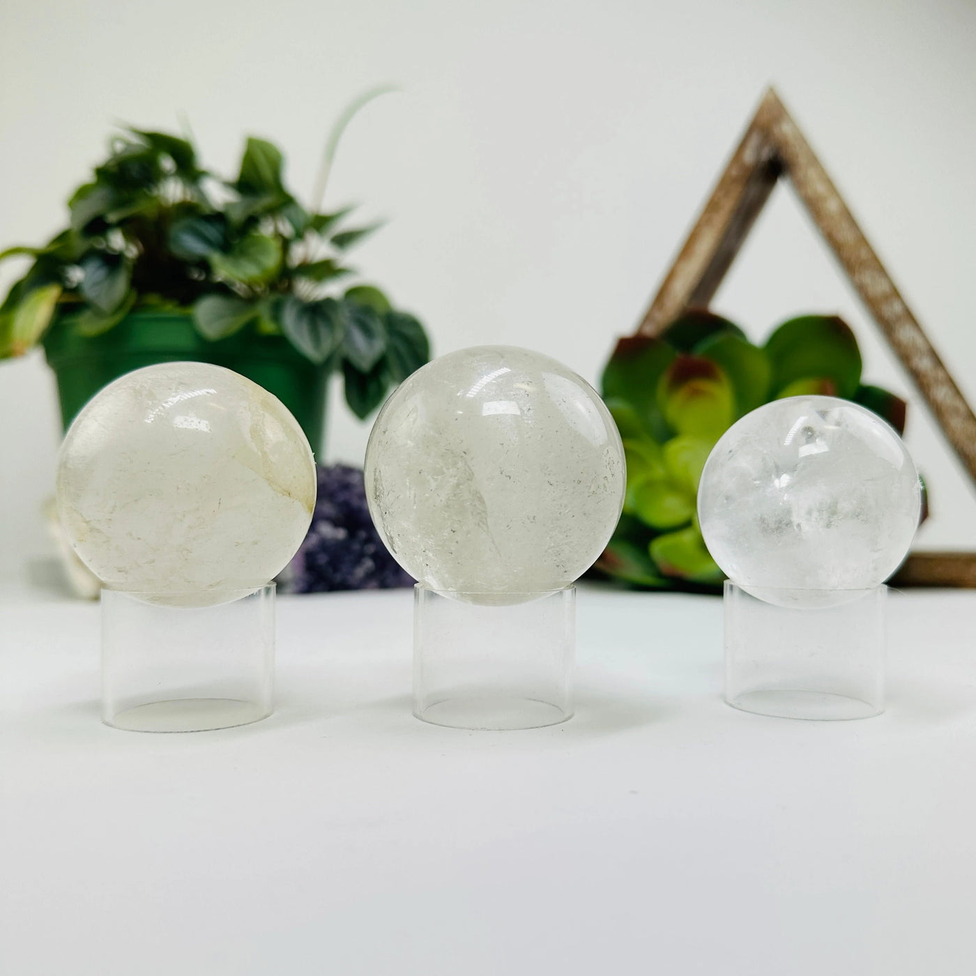 crystal quartz with decorations in the background