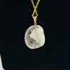 Back view of Smokey Quartz Semi Polished Gold Electroplated Pendant with black background.