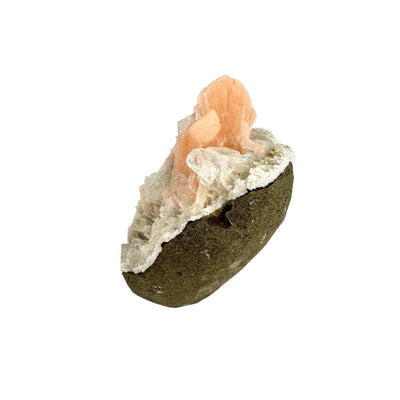 Peach Stilbite with Apophyllite and Zeolite - Crystal Formation - side view