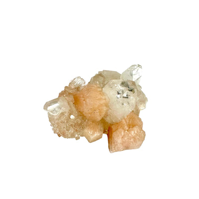 Peach Stilbite Crystal with Apophyllite back view