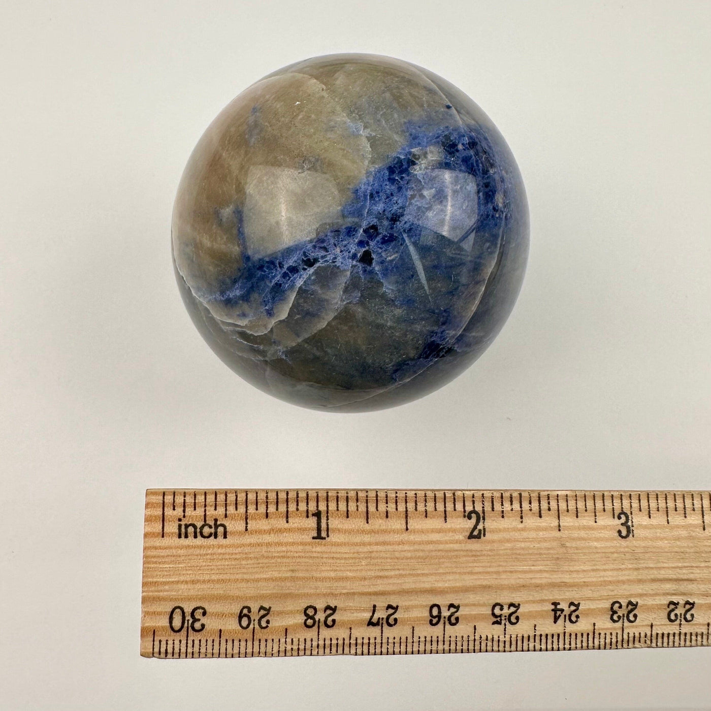 Sodalite Sphere - Crystal Ball - OOAK with ruler for size reference