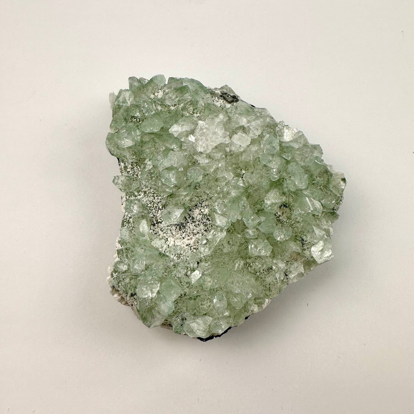 Green Apophyllite on Matrix Zeolite Crystal Cluster side view