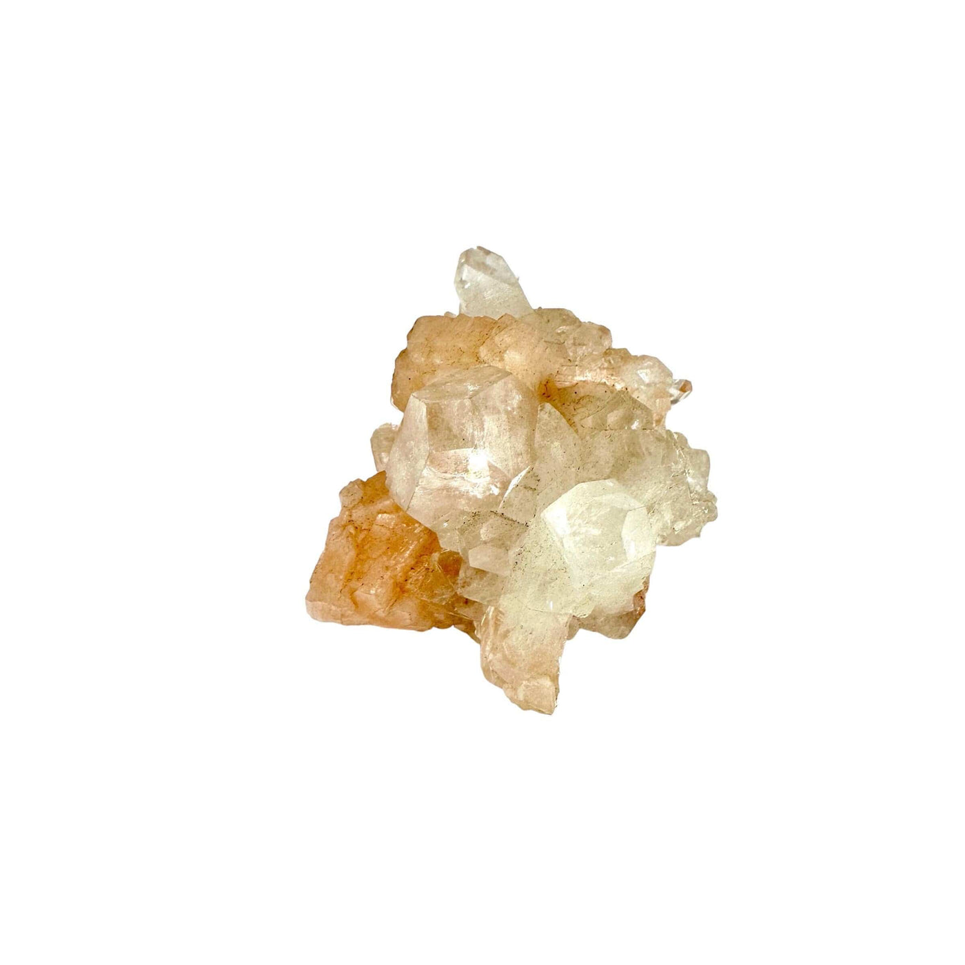 Peach Stilbite Crystal with Apophyllite side view