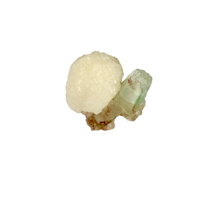 Stilbite Crystal with Green Apophyllite and Zeolite side view