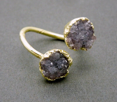 druzy ring on gray background