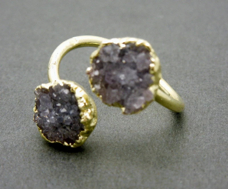 druzy ring on gray background