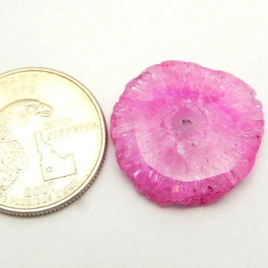 Hot Pink Solar Quartz with Quarter for size reference 