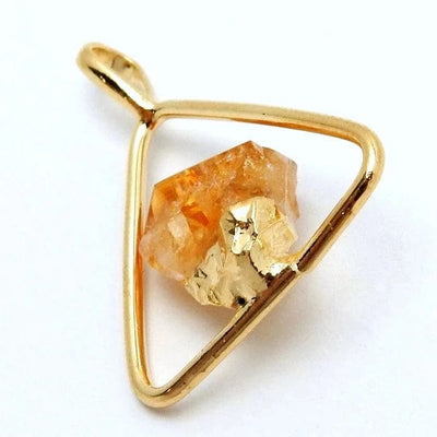  Gold Plated Citrine Point Accent  triangle pendant side view to show depth