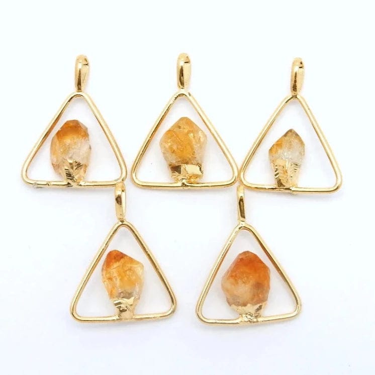 5  Gold Plated Citrine Point Accent  triangle pendants to show variation