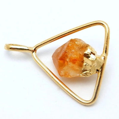  Gold Plated Citrine Point Accent  triangle pendant