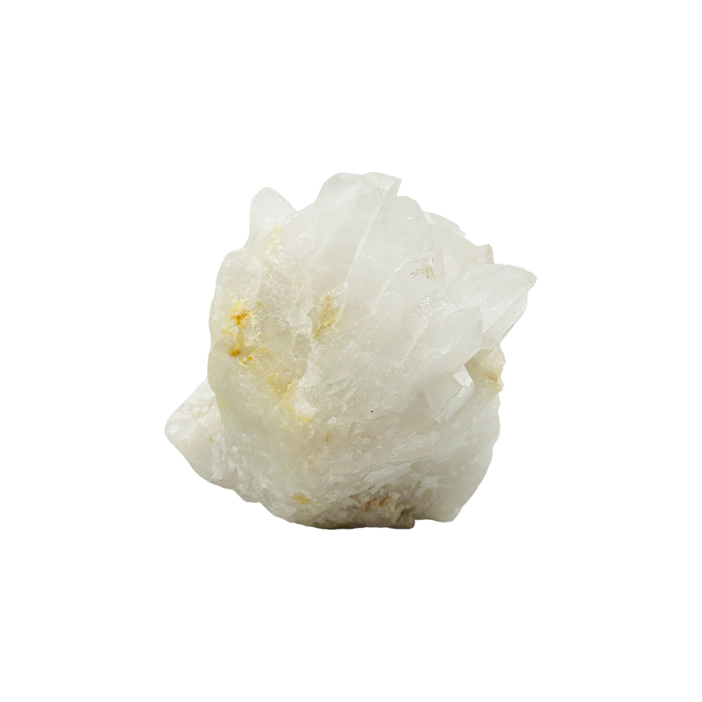 crystal quartz cluster on white background