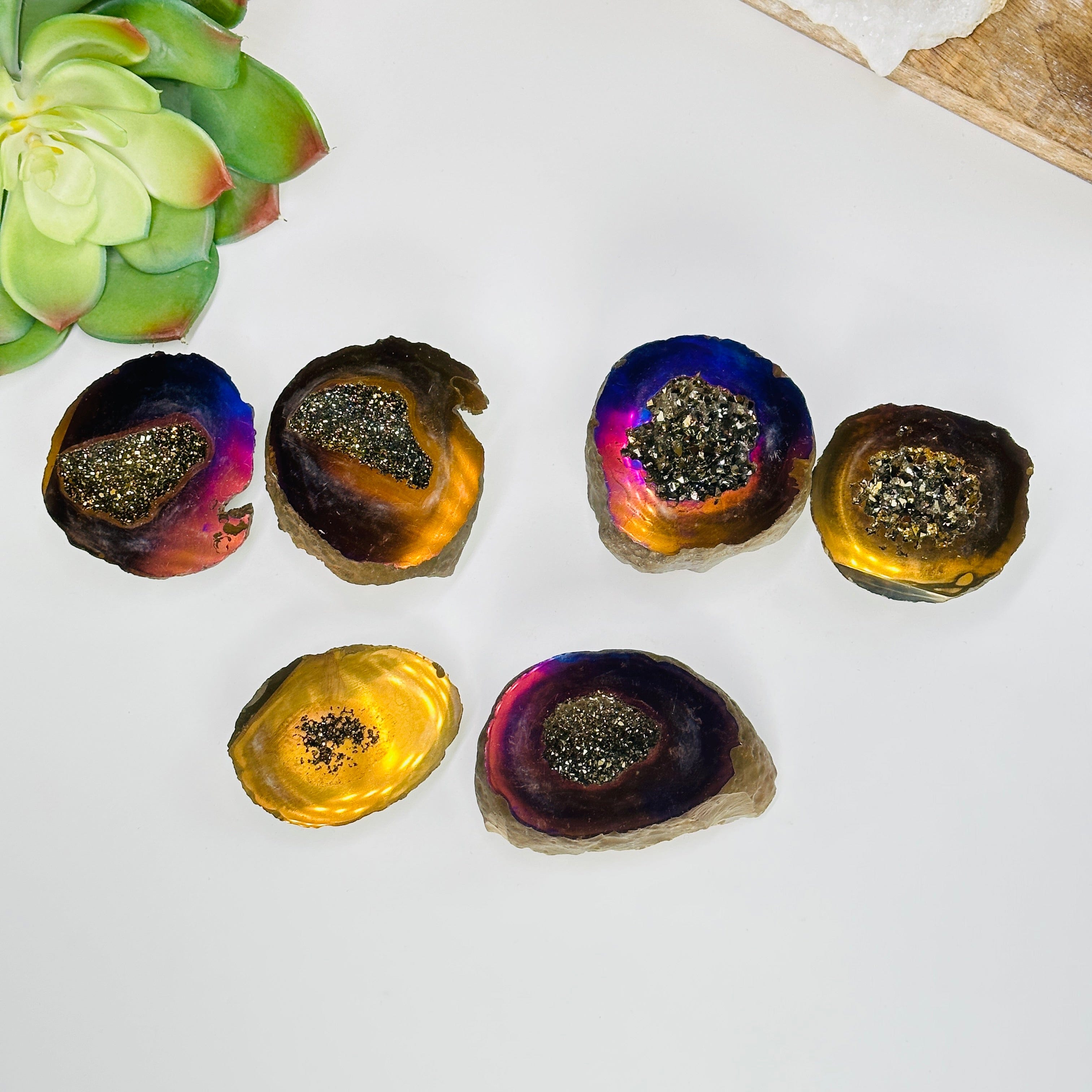 Rainbow and Gold Titanium Coated Geode Box – Rock Paradise
