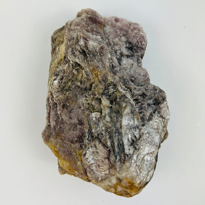 top view of lepidolite mica on white background