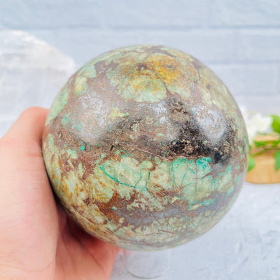 Chrysoprase Sphere Polished Sphere - OOAK- with hand