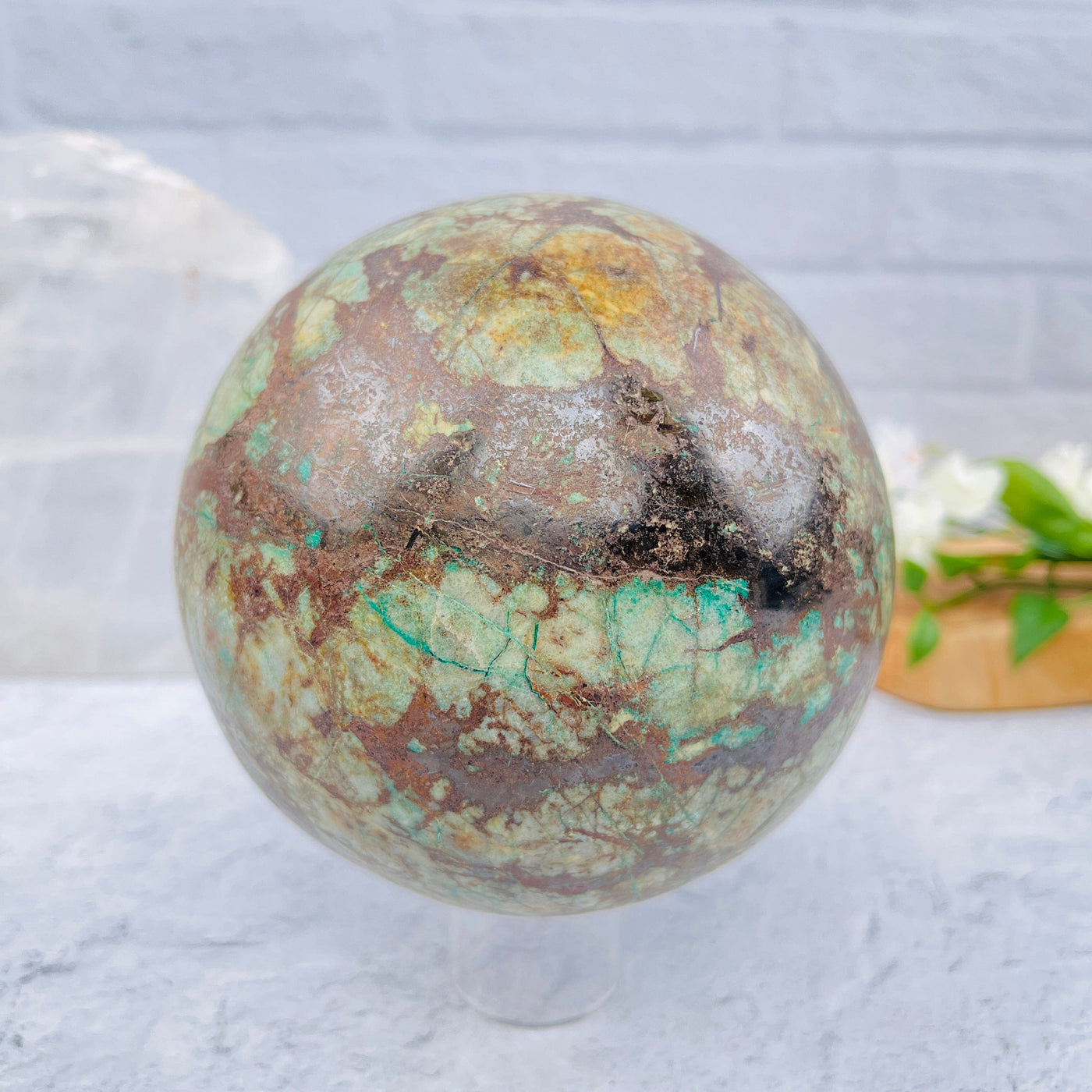 Chrysoprase Sphere Polished Sphere - OOAK -front