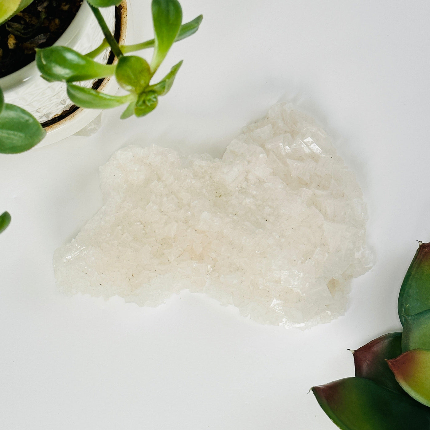 Halite cluster with decorations in the background