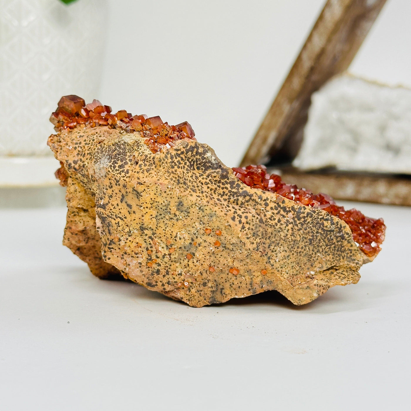 vanadinite with decorations in the background