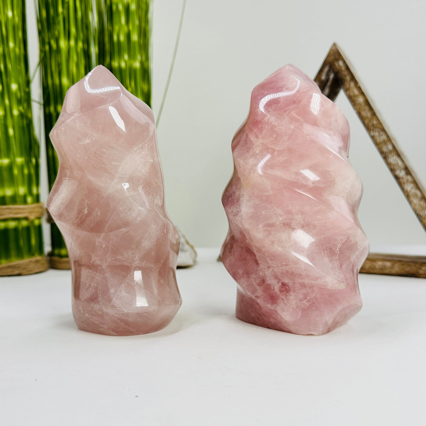 rose quartz flame towers with decorations in the background