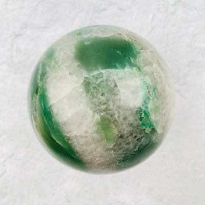 Green and White Quarts Sphere - OOAK -top