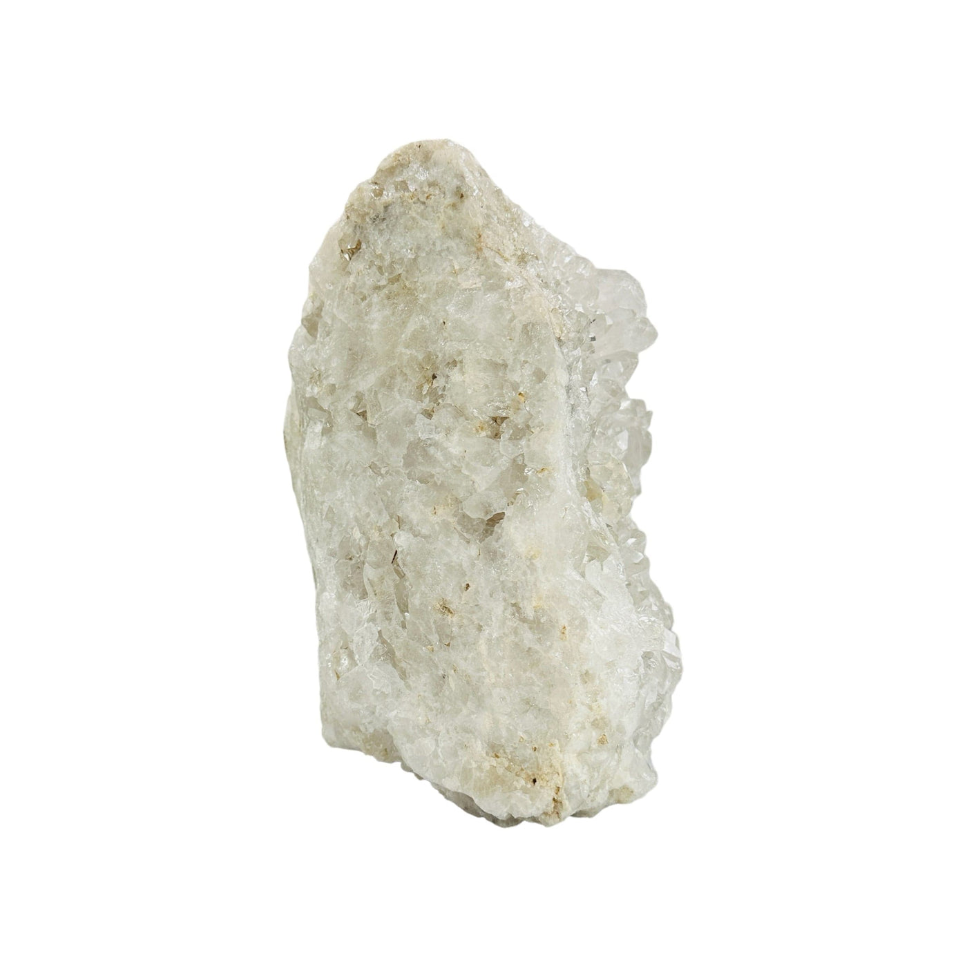 crystal quartz cluster on white background