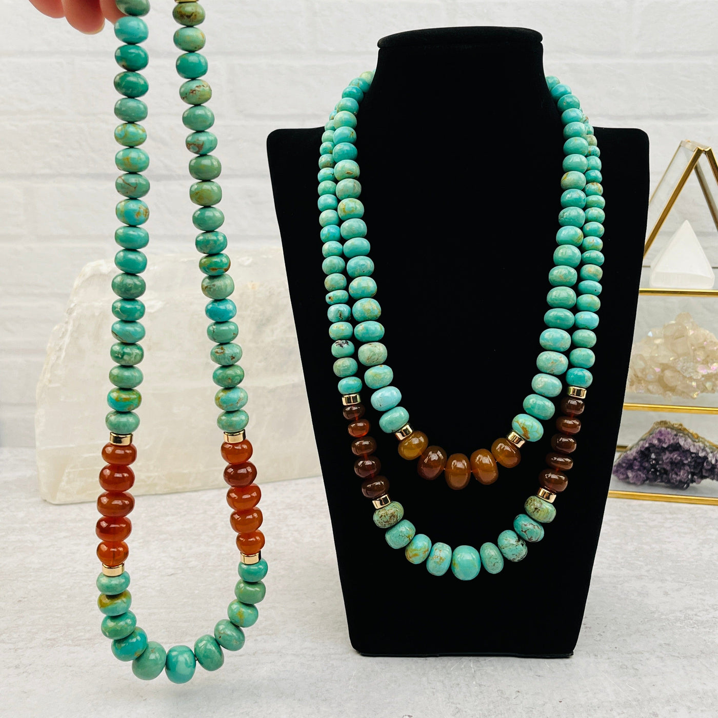 Turquoise Necklace with Fire Opal - You Choose -