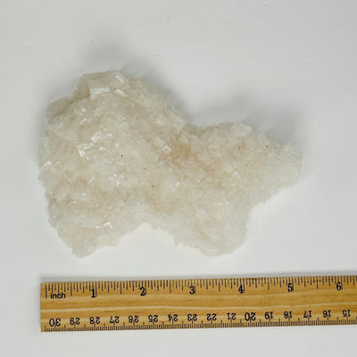 Halite cluster next to a ruler for size reference