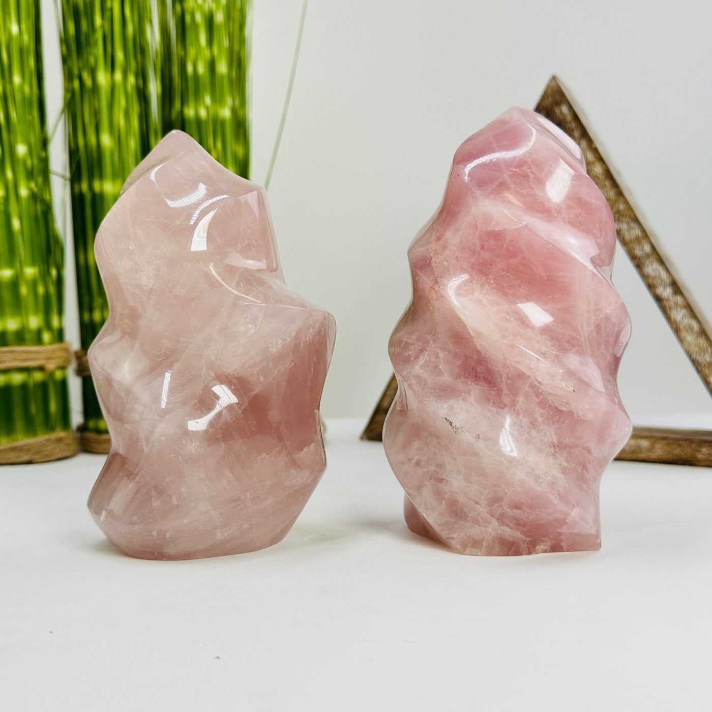 rose quartz flame towers with decorations in the background
