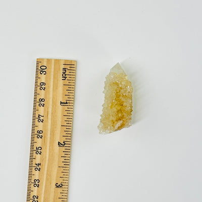cactus quartz next to a ruler for size reference