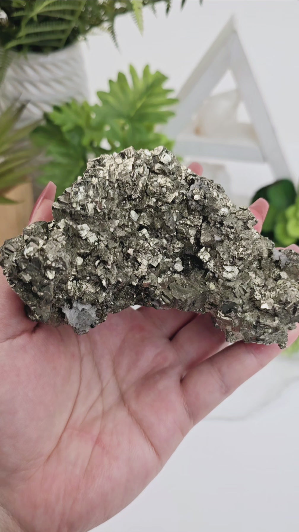 Pyrite with Barite Crystal Specimen #1 video showing luster of pyrite