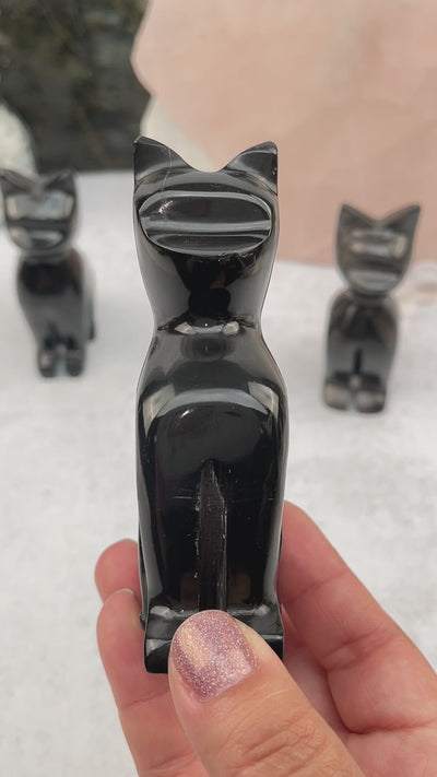 Black Onyx Cat- Polished Stone Kitty - Halloween (LBS0-S2-B3)