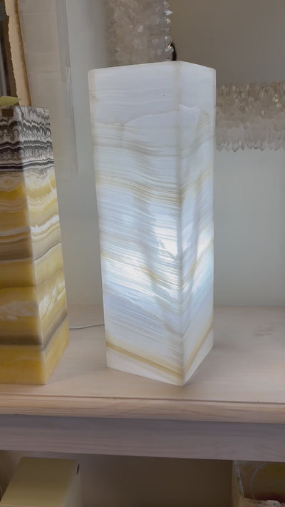 Light Mexican Onyx Squared Crystal Lamp - Crystal Lamp -