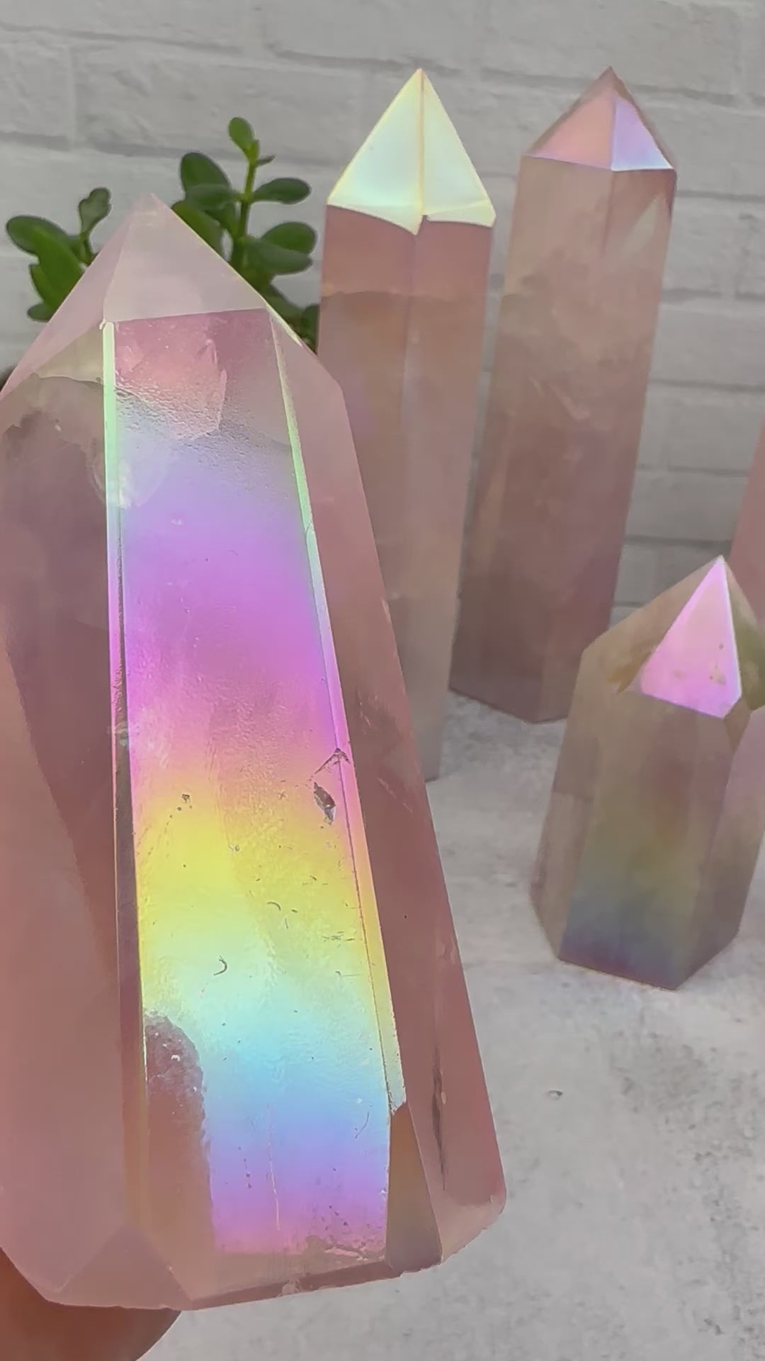 Angel Aura Rose Quartz Crystal Polished Tower - By Weight -