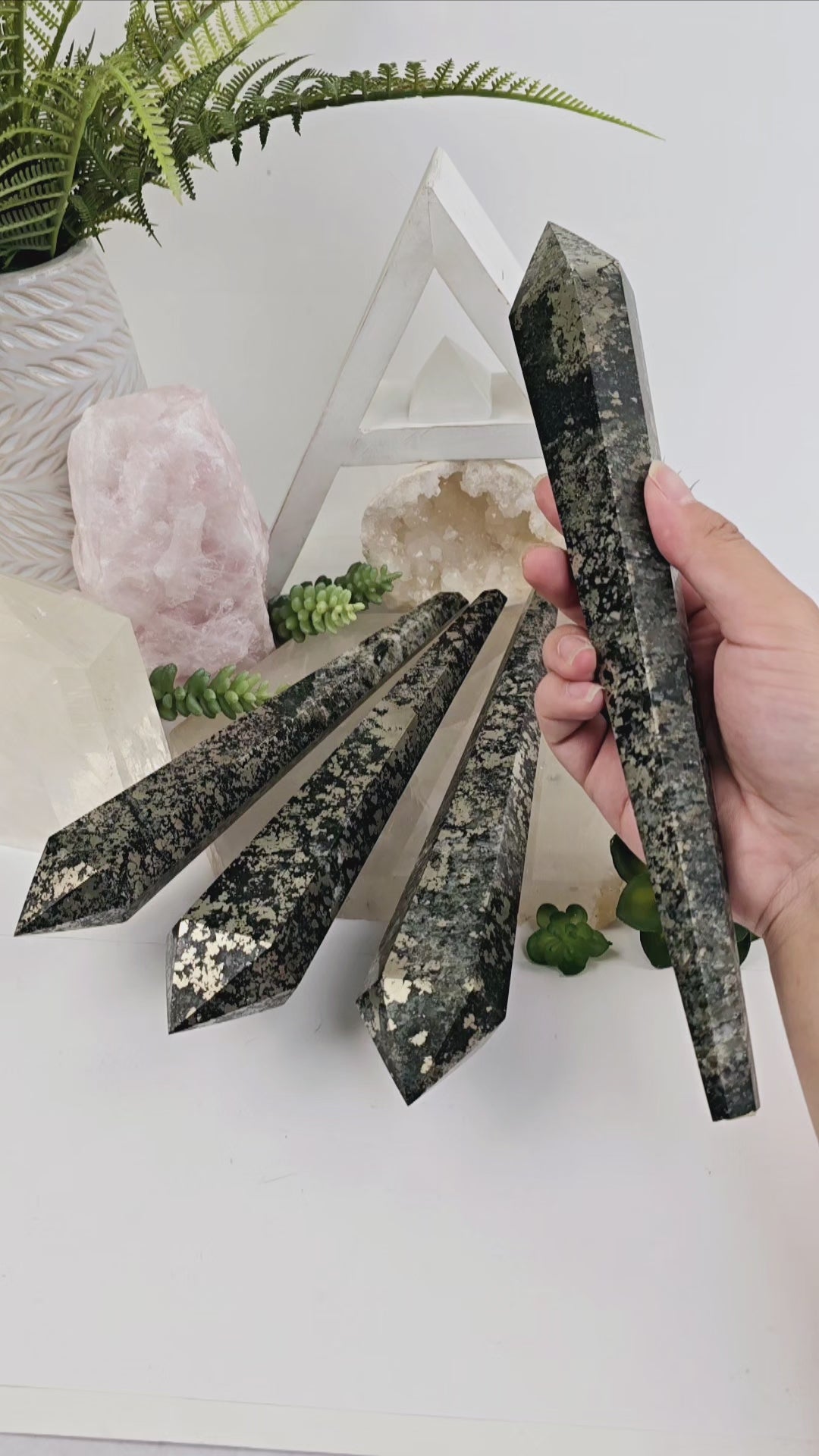 Pyrite Crystal Wands - You Choose video to show luster