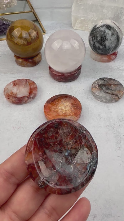 Fire Quartz Crystal Sphere Stand - Mini Dish