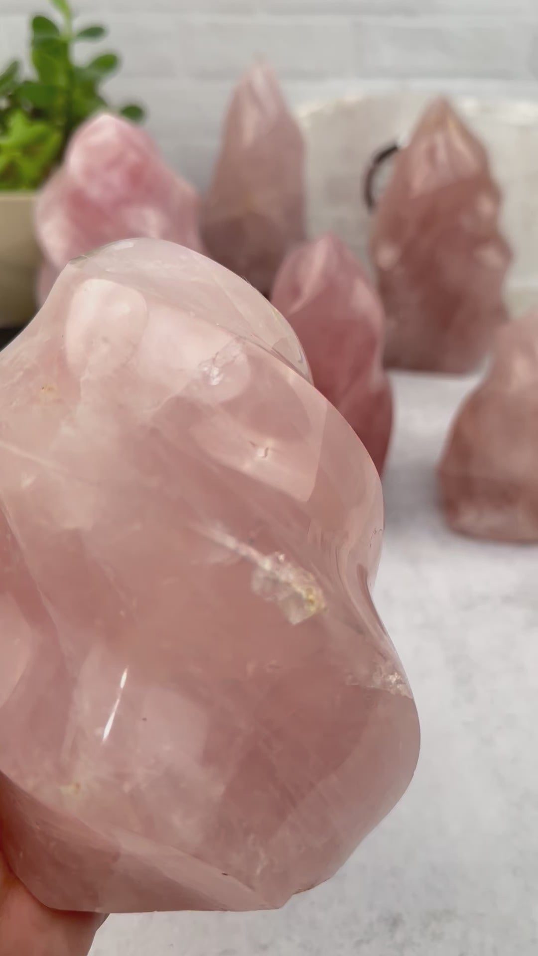 Rose Quartz Crystal Flame Tower - By Weight