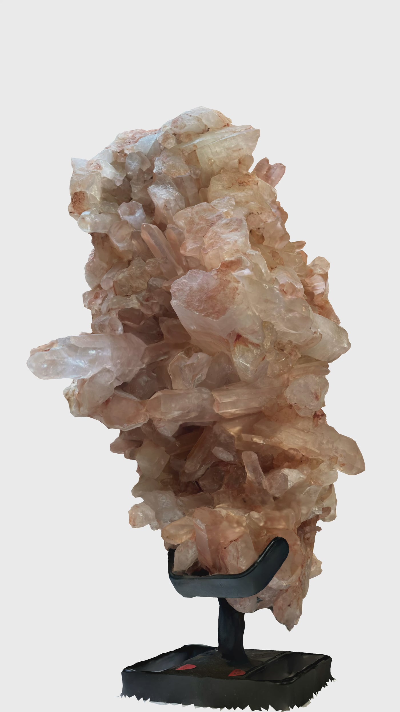 Large Tangerine Quartz Crystal Cluster on Stand