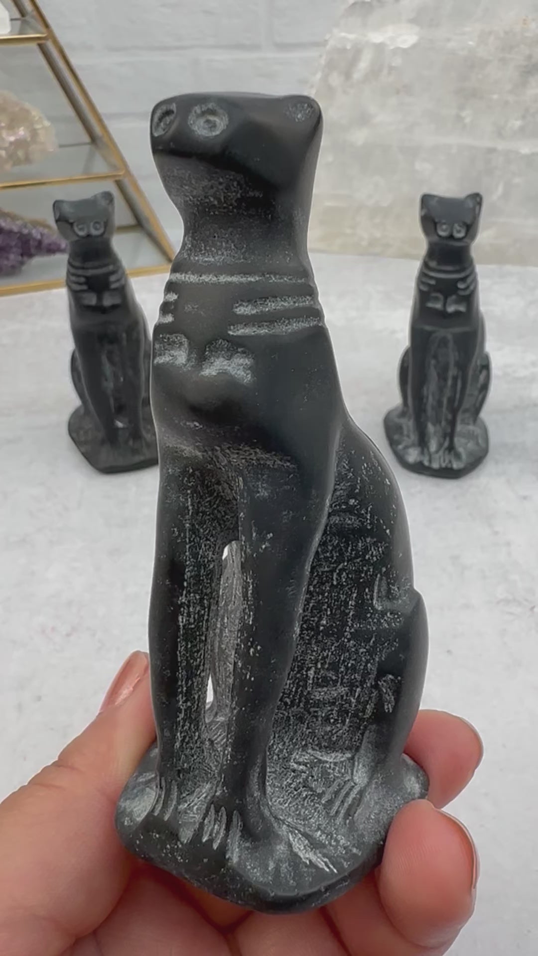 Black Obsidian Crystal Cat - Sophisticated Feline