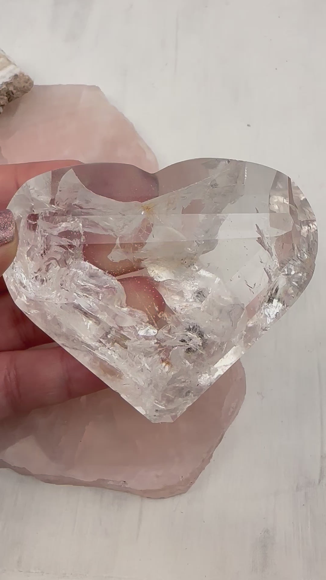 Faceted Crystal Quartz Heart - Crystal Heart - OOAK - AS IS
