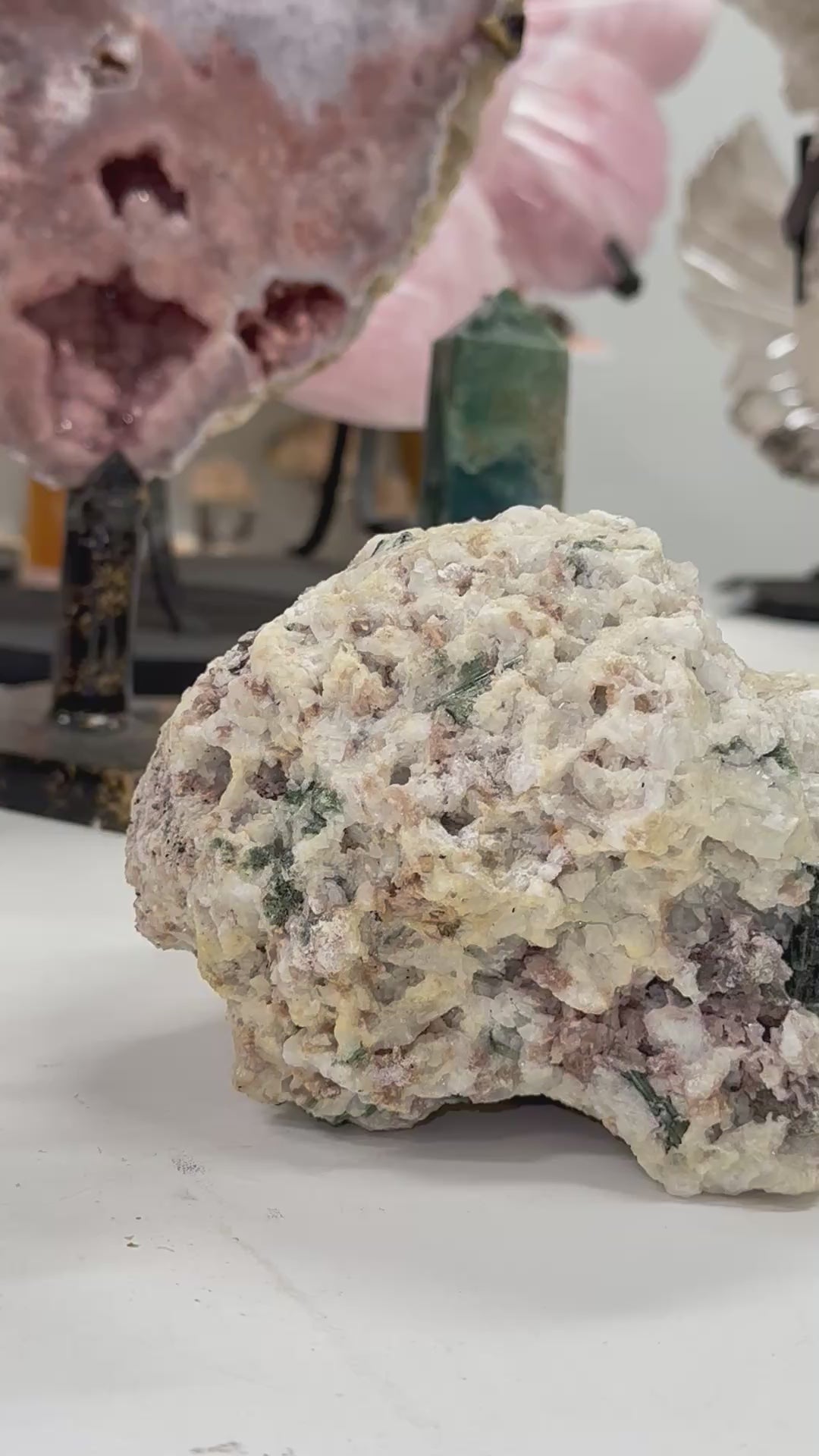 Watermelon Tourmaline on Matrix Crystal Cluster