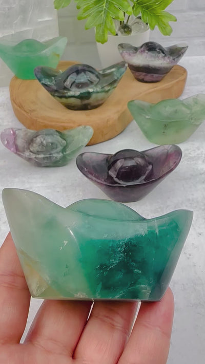 Rainbow Fluorite Yuanbao Crystal - Money Stone - By Weight -