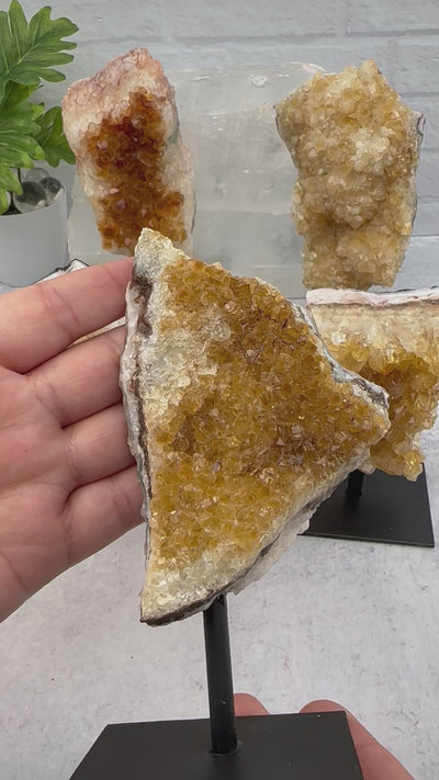 Citrine Cluster on Metal Stand  - Crystal Healing - Home Decor - Crystal Collection - Spiritual Gifts