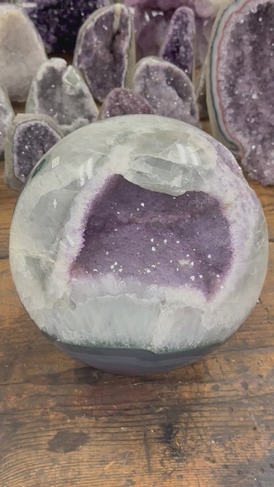 Amethyst Agate Crystal Sphere - Large Sphere - OOAK -