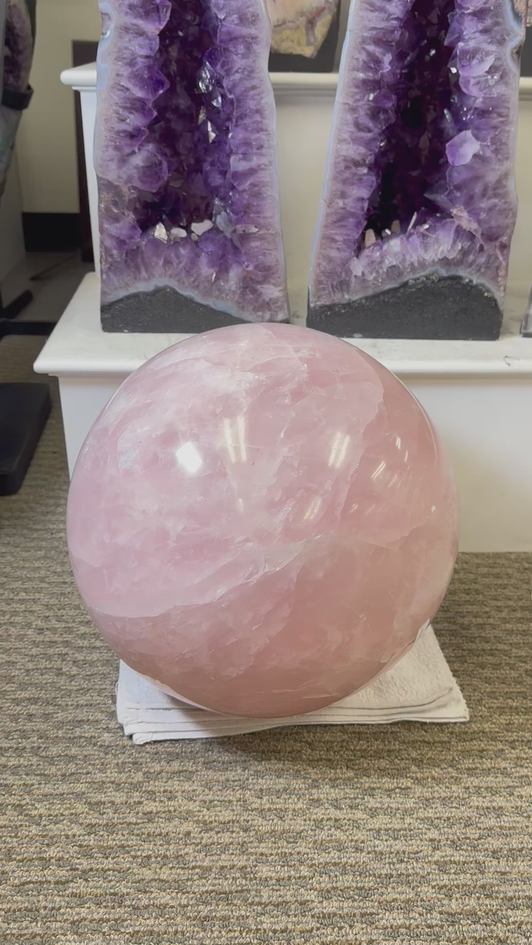 Huge Rose Quartz Sphere - Over 127pounds - Zen Space Decor -