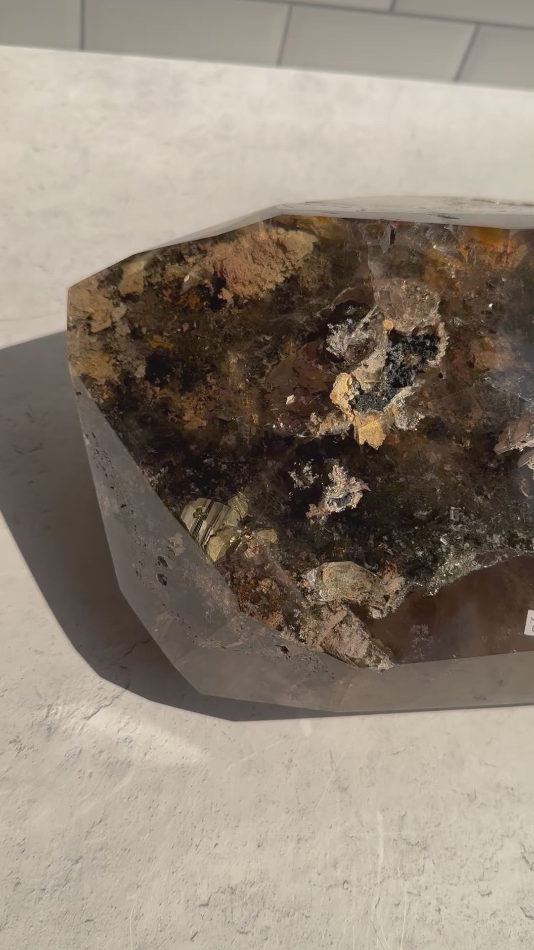 Large Lodolite Crystal Quartz on Metal Stand - Collectors Piece -
