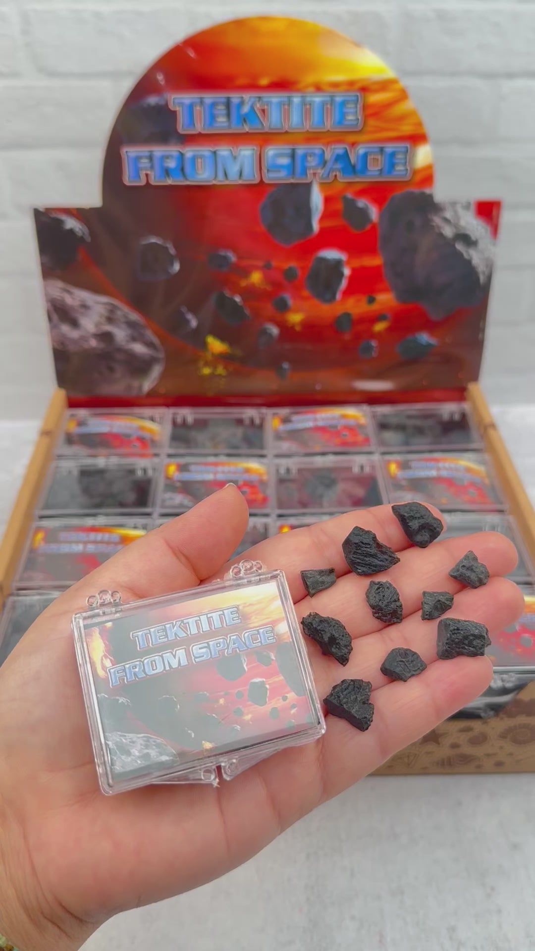 Tektite Collection in Specimen Box - from Outer Space! - Point of Purchase Display