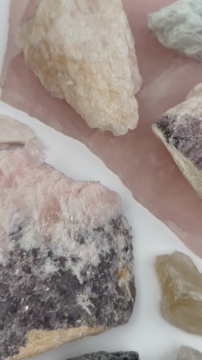 Morganite Crystal with Aquamarine and Lepidolite - High Quality -