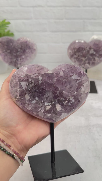 Amethyst Crystal Heart on Stand - Valentine's Day Gift Idea - You Choose -