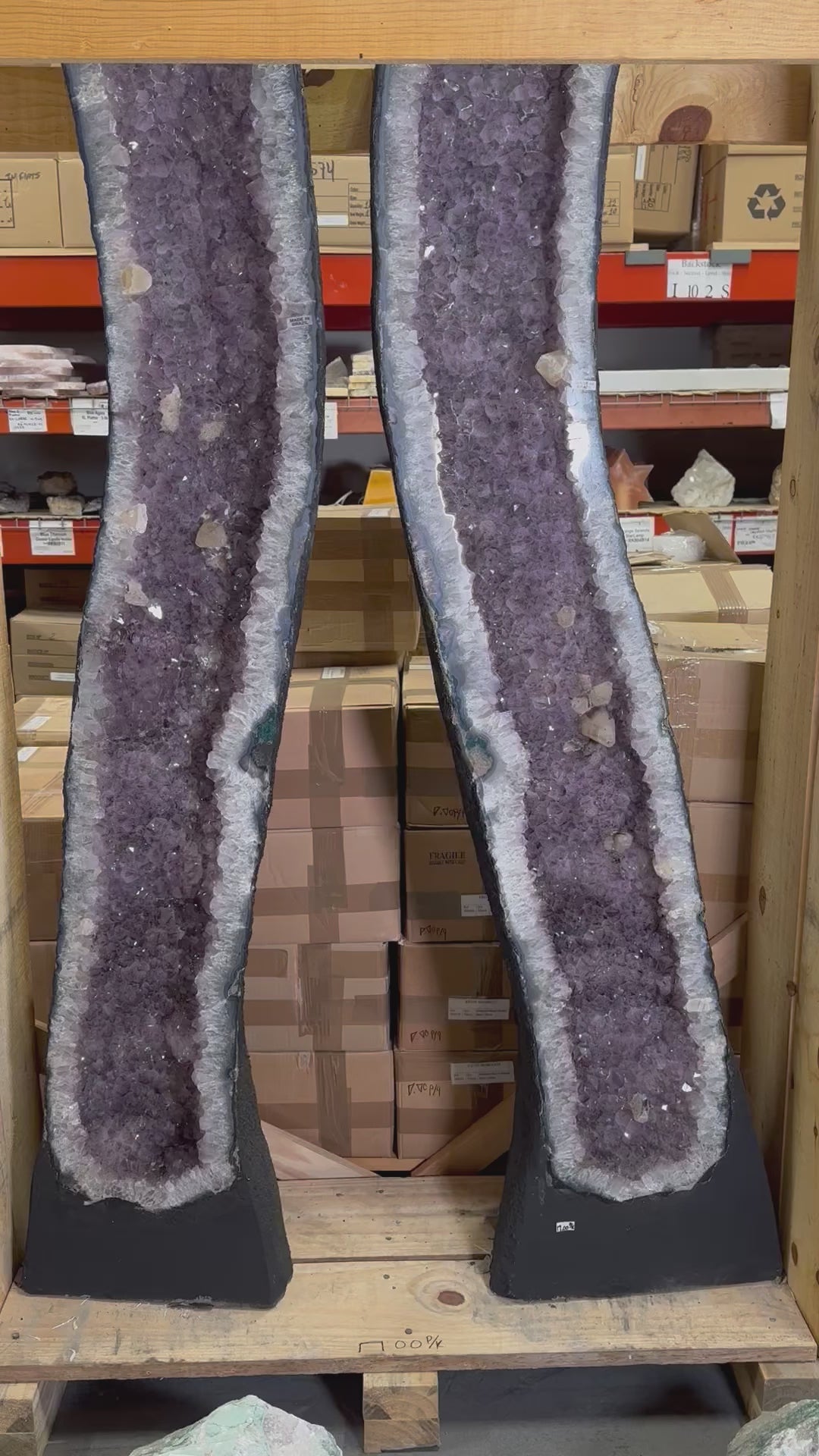 Tall Amethyst Cathedrals with Calcite - Over 8ft Tall - Crystal Home Decor -