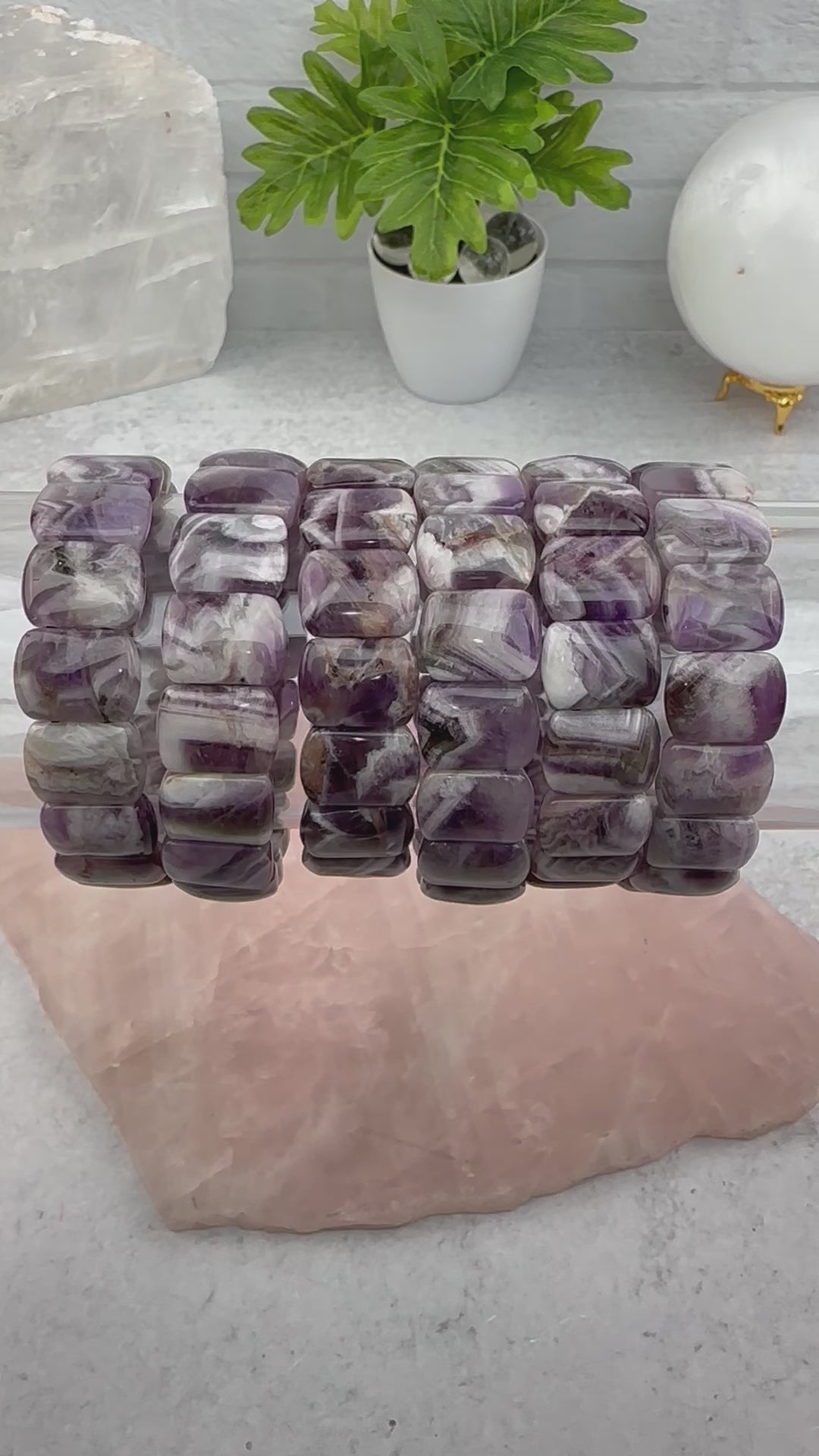 Chevron Amethyst Crystal Bracelet